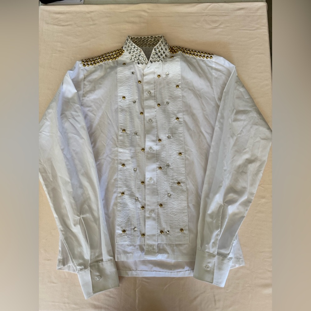 Vintage Cache Jeweled White Button Down Shirt